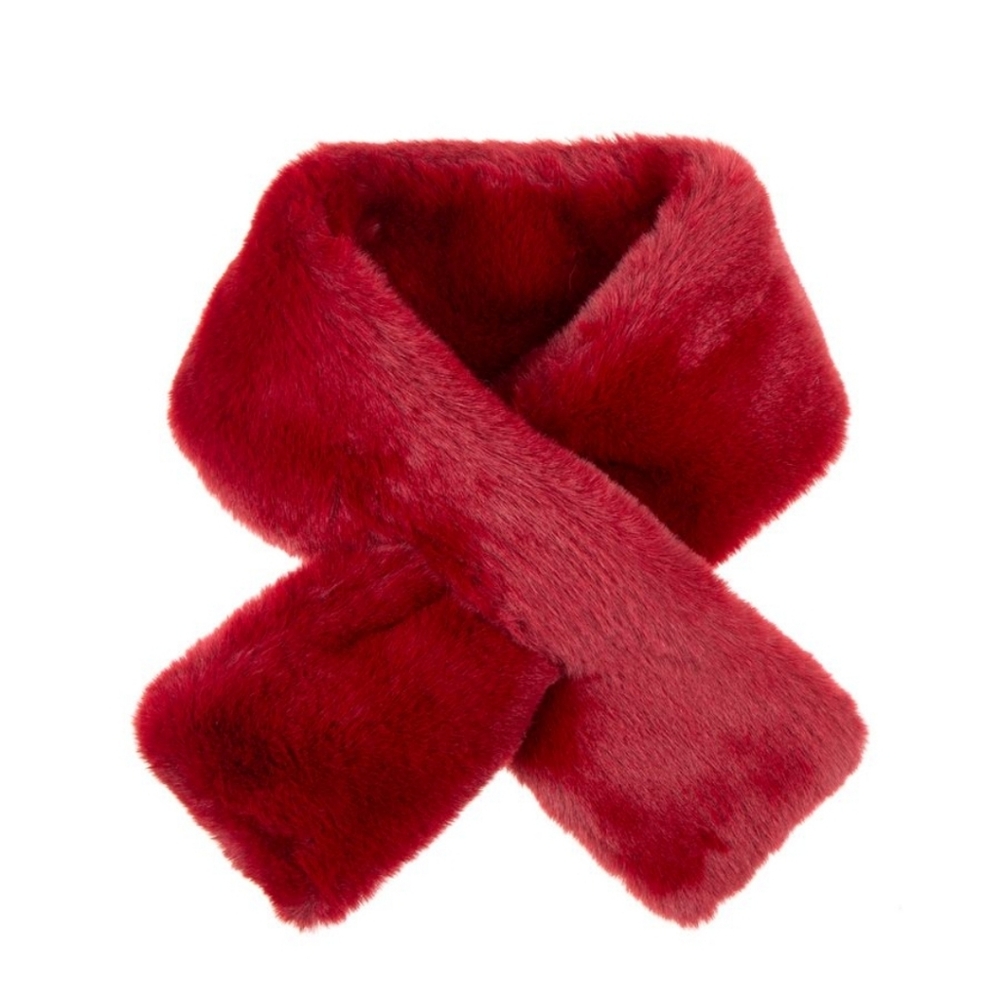 NWT Womens Alex Max Luxurious Red Faux Fur Neck Warmer Scarf
